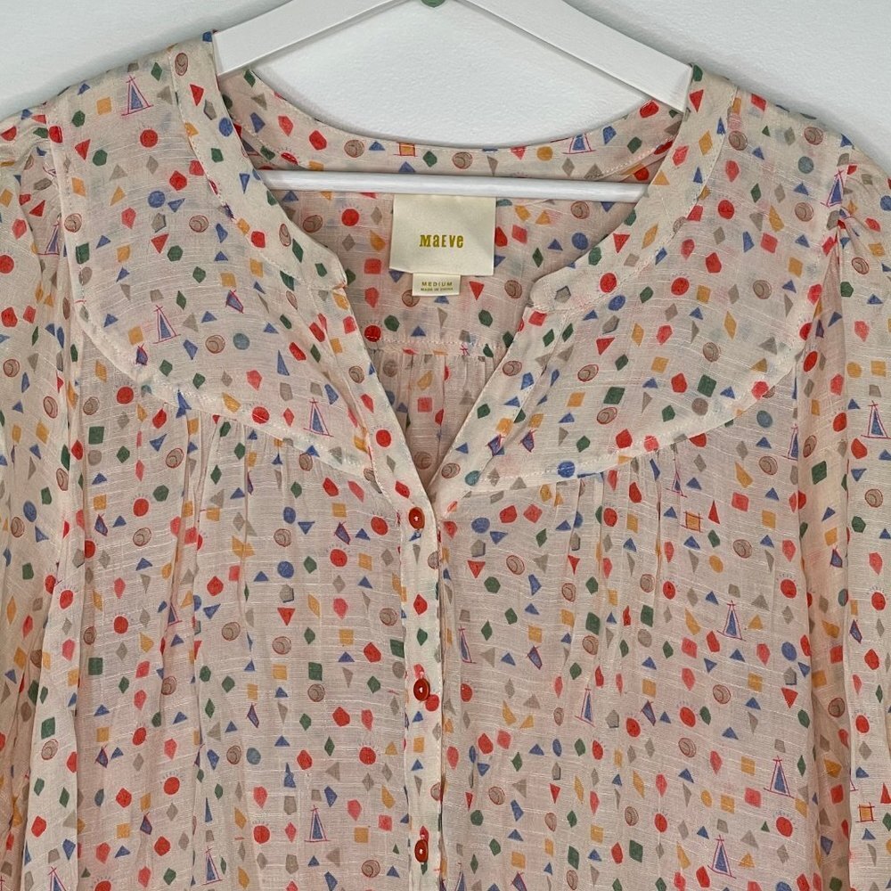 Maeve Paccia Geometric Shapes Button Ruffle Tunic - Picture 4 of 10